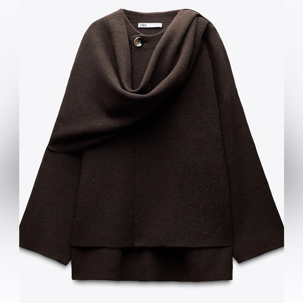 Zara Scarf Coat in chocolate brown L-XL